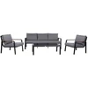 Home4You Lauko baldų komplektas LONA Stalas, sofa ir 2 kėdės Pilka/Juoda