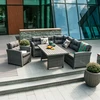 Home4You Lauko baldų komplektas PAVIA stalas, kampinė sofa, tamsiai pilkas