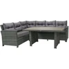 Home4You Lauko baldų komplektas PAVIA stalas, kampinė sofa, tamsiai pilkas