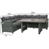 Home4You Lauko baldų komplektas PAVIA stalas, kampinė sofa, tamsiai pilkas
