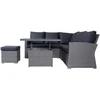 Home4You Lauko baldų komplektas SAMUEL Stalas, kampinė sofa ir pufas