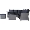 Home4You Lauko baldų komplektas SAMUEL Stalas, kampinė sofa ir pufas