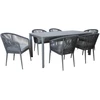 Home4You Lauko baldų komplektas CARVES Stalas ir 6 kėdės Pilkas