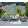 Lauko baldų komplektas Home4You Sodo baldų komplektas TOMSON stalas, sofa ir 2 kėdės, rėmas: aliumininis, pagalvėlės: pilkos