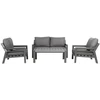 Lauko baldų komplektas Home4You Sodo baldų komplektas TOMSON stalas, sofa ir 2 kėdės, rėmas: aliumininis, pagalvėlės: pilkos