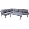 Lauko baldų komplektas Home4You Dark Sodo baldų komplektas TOMSON stalas ir kampinė sofa, tamsiai pilka