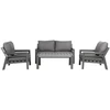 Lauko baldų komplektas Home4You Sodo baldų komplektas TOMSON stalas, sofa ir 2 kėdės, rėmas: aliumininis, pagalvėlės: pilkos