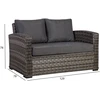 Lauko baldų komplektas Home4You Sofa GENEVA 2 vietų 129x78xH78 cm, aliuminio rėmas su plastikinėmis vytelėmis, spalva: pilka