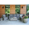 Sofa Home4You Dvivietė modulinės sofos GENEVA dalis su pagalvėlėmis ir dešininiu porankiu, 81x132xH78cm, rėmas: aliumininis su plastikinių vytelių apdaila, spalva: pilka