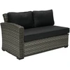 Sofa Home4You Dvivietė modulinės sofos GENEVA dalis su pagalvėlėmis ir kairiu porankiu, 81x132xH78cm, rėmas: aliumininis su plastikinių vytelių apdaila, spalva: pilka
