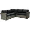 Sofa Home4You Dvivietė modulinės sofos GENEVA dalis su pagalvėlėmis ir kairiu porankiu, 81x132xH78cm, rėmas: aliumininis su plastikinių vytelių apdaila, spalva: pilka