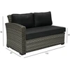 Sofa Home4You Dvivietė modulinės sofos GENEVA dalis su pagalvėlėmis ir kairiu porankiu, 81x132xH78cm, rėmas: aliumininis su plastikinių vytelių apdaila, spalva: pilka