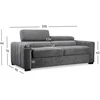 Home4You Sofa-lova KINGSTON 3 vietų 198x96xH76/94cm, tamsiai pilka