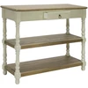 TV staliukas Home4You Šoninis staliukas SAMIRA, 97x35x80,5 cm, stalviršis: MDF plokštė, rėmas ir kojos: uosio mediena, spalva: sendinta balta/ruda