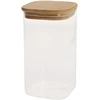 Home4You Bamboo Stiklinis indas JAR 10x10xH17,5cm 1400ml su bambukiniu dangteliu