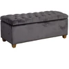Home4You Žemas apmuštas pufas HOLMES VELVET su daiktadėže 112x46xH47 cm, dangos medžiaga: aksomo audinys, spalva: tamsiai pilka