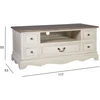 TV staliukas Home4You Televizoriaus staliukas SAMIRA NEW, su 5 stalčiais, 117x53x50 cm, stalviršis: MDF plokštė, rėmas ir kojos: uosis, spalva: sendinta balta