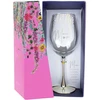 Home4You Mėlyna Vyno taurė FLOW "Beautiful Mum" H23,7cm 450ml, skaidrus stiklas, mėlyna dėžutė