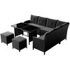 Lauko baldų komplektas Juskys Sodo baldų poilsio komplektas Manacor 228x178x80 cm Juodas poliratanas