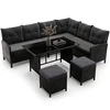 Lauko baldų komplektas Juskys Sodo baldų poilsio komplektas Manacor 228x178x80 cm Juodas poliratanas