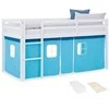 Homestyle4U Loft lova, 207.5x110x99.5 cm, balta mėlyna