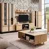 Homestyle4U Vitrina, 84,5x153x35 cm, ruda ir juoda