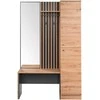 Homestyle4U Prieškambario spintos komplektas, 122x190x37 cm, ruda