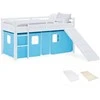 Homestyle4U Loft lova, 207.5x110x217.5 cm, balta, mėlyna