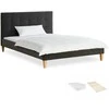 Lova Homestyle4U Aptrauktas lovos rėmas, 144.5x95x211 cm, pilka