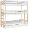 Homestyle4U Trivietė dviaukštė lova, 203x205x103 cm, balta, ruda