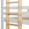 Homestyle4U Trivietė dviaukštė lova, 203x205x103 cm, balta, ruda