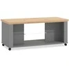 Homestyle4U Kavos staliukas, 114.5x49x50.5 cm, pilka ir ruda