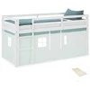 Homestyle4U Loft lova, 207.5x110x99.5 cm, balta ir žalia