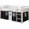 Homestyle4U Aukšta lova, 207.5x110x96.5 cm, juoda, balta