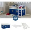 Homestyle4U Loft lova, 207.5x110x96.5 cm, balta ir mėlyna