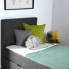 Homestyle4U Lova, Paminkštinta viengulė lova su galvūgaliu ir 2 stalčiais, 95x214x103 cm, Pilka