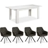 Homestyle4U Valgomojo stalas ir kėdžių komplektas, 160.5x90.5x76.5 cm, balta ir pilka