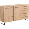 Homestyle4U Komoda, 159x92.5x42 cm, ruda juoda, medinė