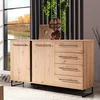 Homestyle4U Komoda, 159x92.5x42 cm, ruda juoda, medinė