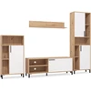 Homestyle4U Svetainės baldų komplektas, 4 dalių pramogų centras, 259x192,5x38 cm, ruda, balta