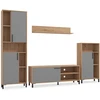 Homestyle4U Svetainės baldų komplektas, 259x192,5x38 cm, ruda, pilka