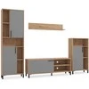 Homestyle4U Svetainės baldų komplektas, 259x192,5x38 cm, ruda, pilka