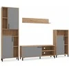 Homestyle4U Svetainės baldų komplektas, 259x192,5x38 cm, ruda, pilka