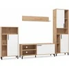 Homestyle4U Svetainės baldų komplektas, 4 dalių pramogų centras, 259x192,5x38 cm, ruda, balta