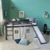 Homestyle4U Vaikiška aukšta lova su čiuožykla, 207.5x110x219.5 cm, pilka