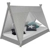 Homestyle4U Vaikiška lova, Tipi palapinės lova, 105,5x208x132,5 cm, pilka