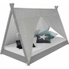 Homestyle4U Vaikiška lova, Tipi palapinės lova su čiužiniu, 105,5x208x132,5 cm, pilka