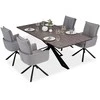 Homestyle4U Valgomojo stalas su kėdėmis, 200x100x76 cm, ruda, juoda, pilka