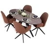Homestyle4U Valgomojo stalas su kėdėmis, 200x95x76 cm, ruda, juoda