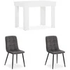 Homestyle4U Valgomojo stalo komplektas, 90x73x60 cm, balta, pilka